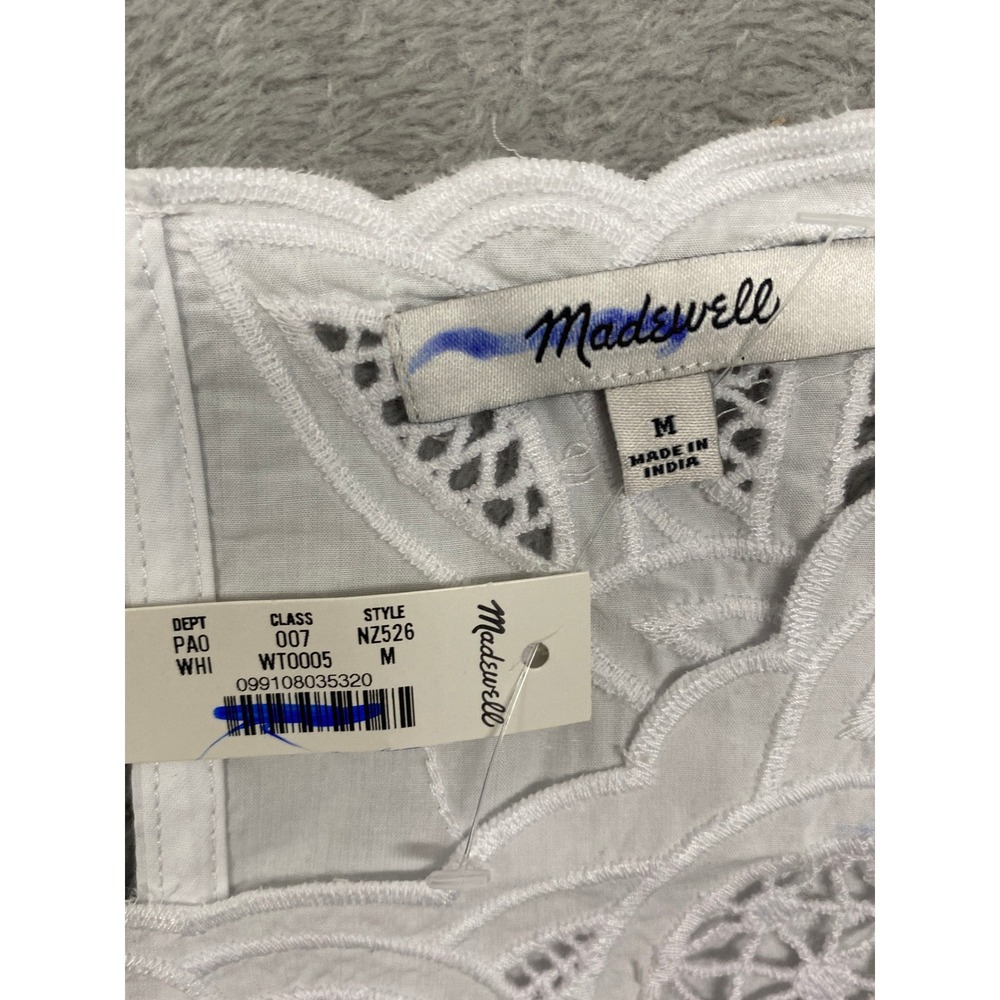 Madewell Top Womens M White Embroidered Shell Poplin Eyelet Cotton NZ526 - Picture 5 of 11